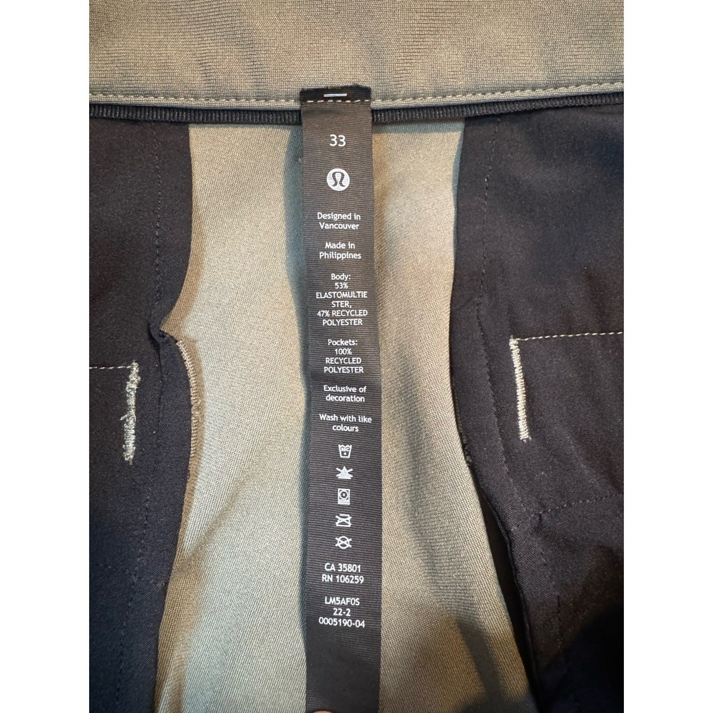 Lululemon Men's Pants 33 Green ABC/Commission Slim 5-Pocket Stretch - Picture 2 of 6